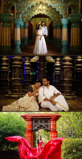 Couple in a palace-inspired photography setting